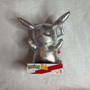 Pokémon 25th Anniversary GameStop Exclusive Silver Metallic Pikachu 8" Plush
